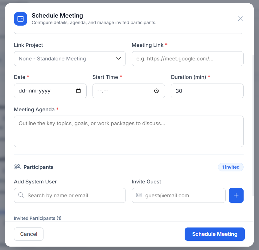 Schedule meeting